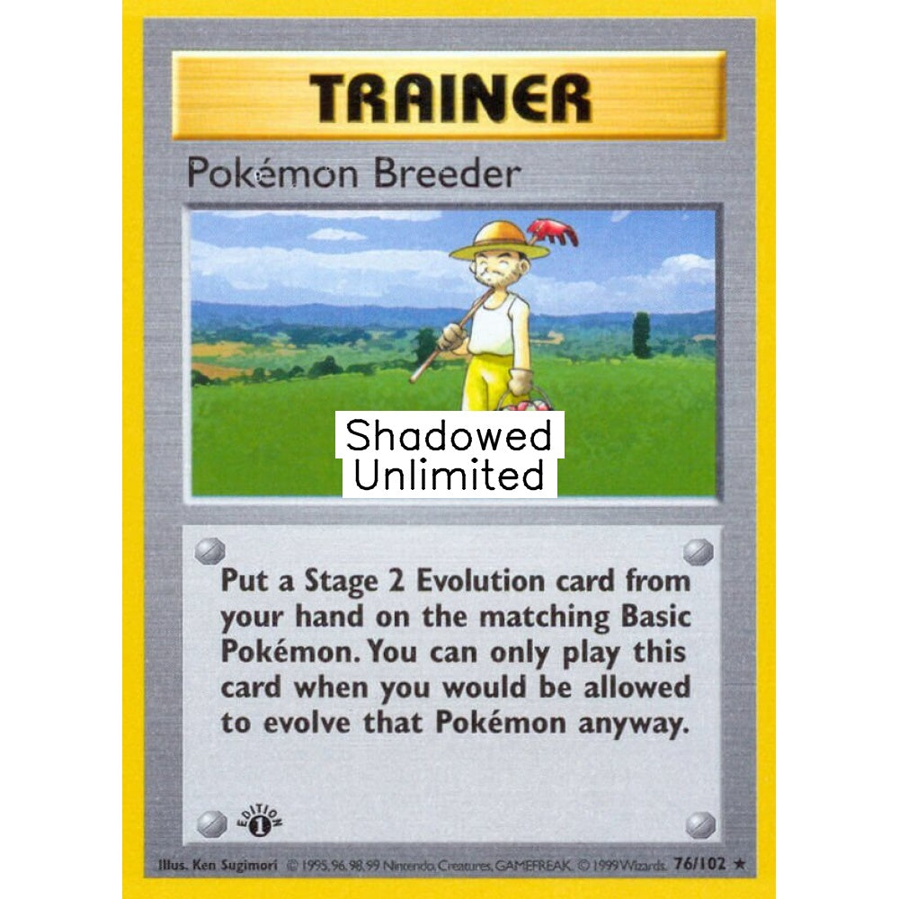 Pokémon Breeder Rare 76/102 Pokemon Card Game Base Set