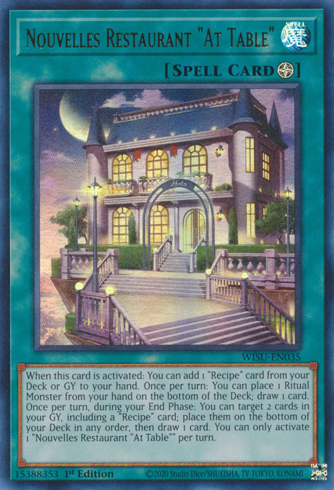 Nouvelles Restaurant "At Table" WISU-EN035 Ultra Ultra Rare Yu-Gi-Oh Wild Survivors in Art