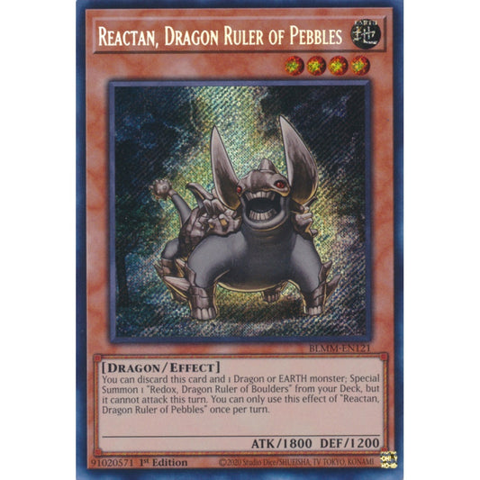 Reactan, Dragon Ruler of Pebbles RA03-EN254 Platinum Platinum Secret Rare Yu-Gi-Oh Quarter Century Bonanza in Art