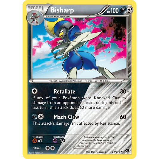 Bisharp Rare Holo 64/114 Pokemon Card Game Steam Siege