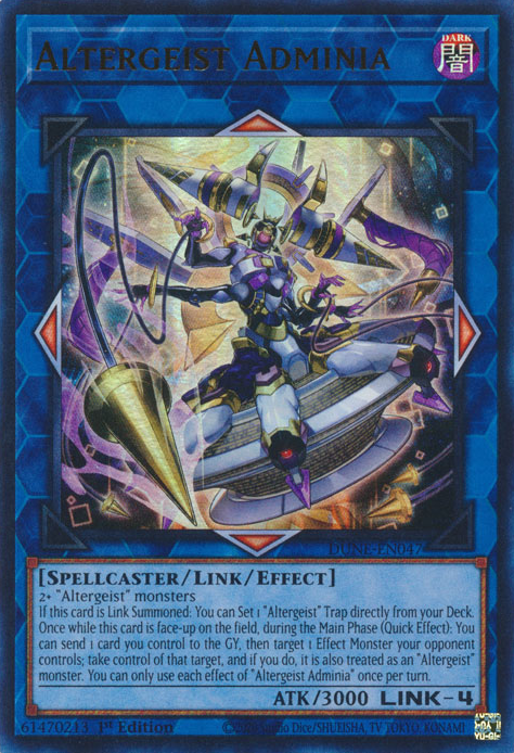 Altergeist Adminia DUNE-EN047 QCR Quarter Century Secret Rare Yu-Gi-Oh Duelist Nexus in Art