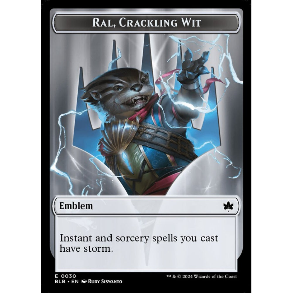 Ral, Crackling Wit Emblem, 30, common, Magic: The Gathering, Bloomburrow