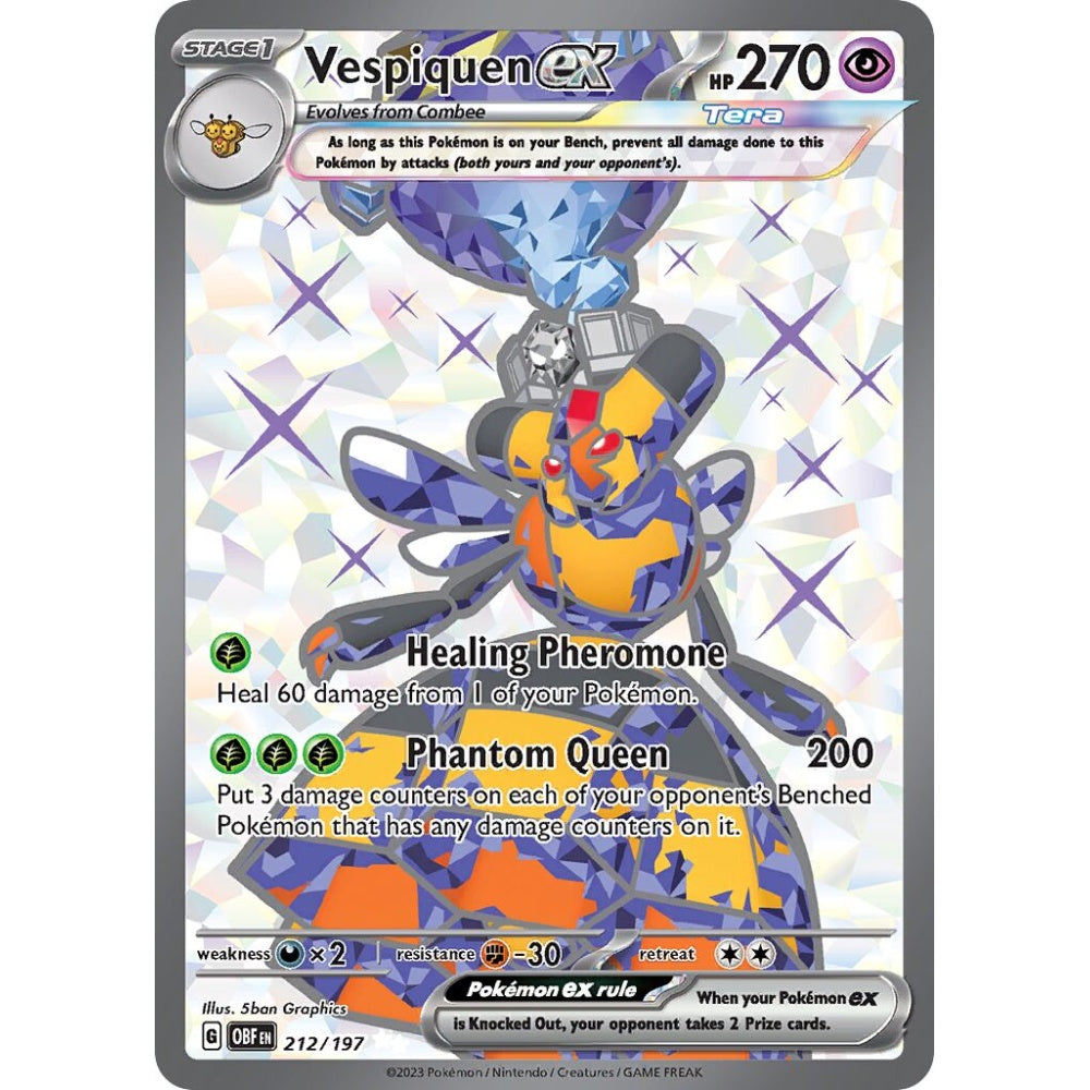 Vespiquen ex Ultra Rare 212/197 Pokemon Card Game Obsidian Flames