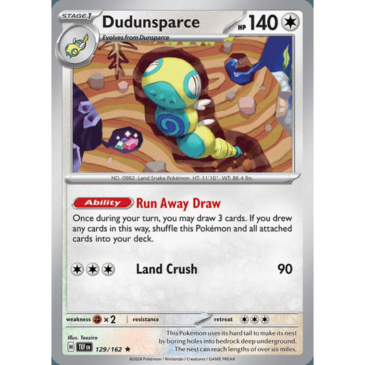Dudunsparce Rare 129/162 Pokemon Card Game Temporal Forces