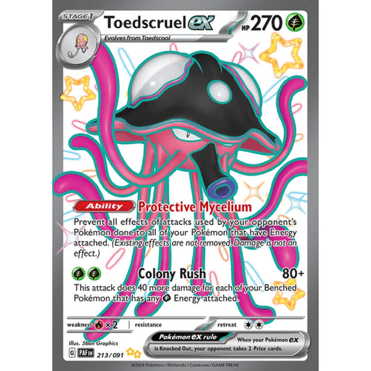 Toedscruel ex Shiny Ultra Rare 213/091 Pokemon Card Game Paldean Fates