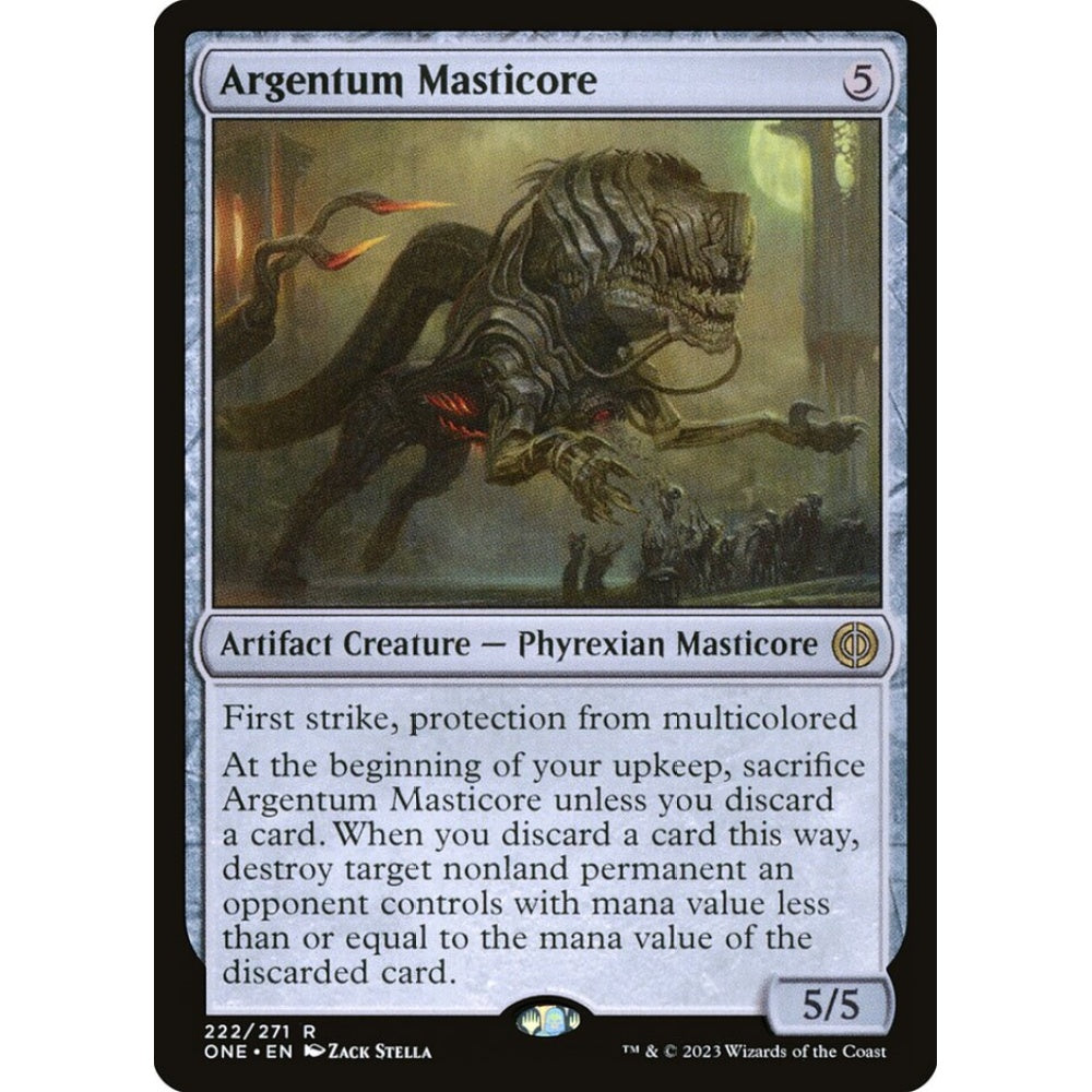 Argentum Masticore, rare, 222, Magic the Gathering, Phyrexia: All Will Be One