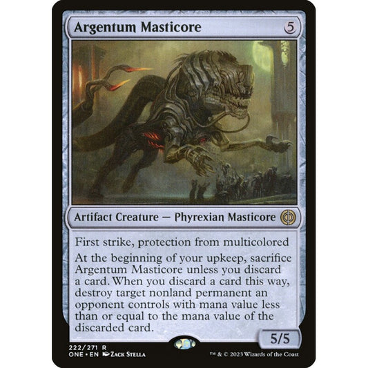 Argentum Masticore, rare, 222, Magic the Gathering, Phyrexia: All Will Be One