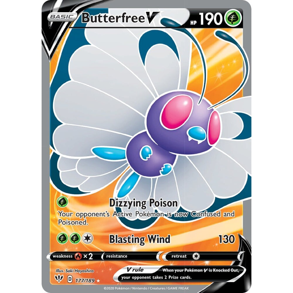 Butterfree V Rare Ultra 177/189 Pokemon Card Game Darkness Ablaze