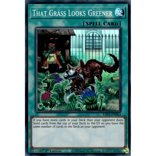 That Grass Looks Greener RA03-EN063 Super Super Rare Yu-Gi-Oh Quarter Century Bonanza in Art