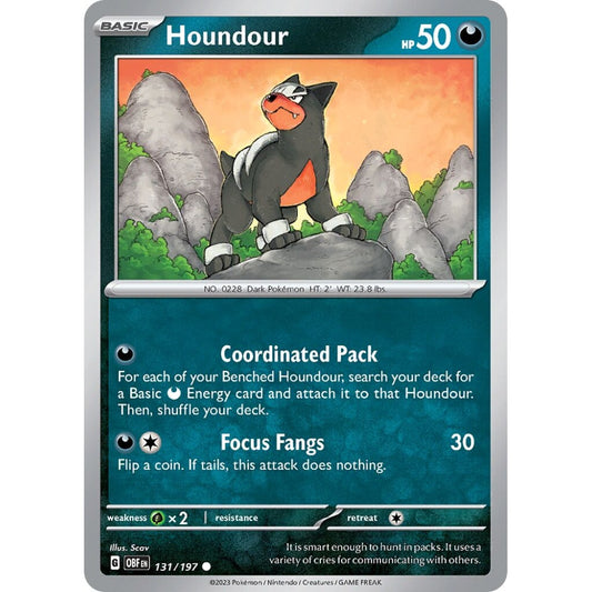 Houndour Common 131/197 Pokemon Card Game Obsidian Flames