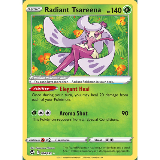 Radiant Tsareena Radiant Rare 016/195 Pokemon Card Game Silver Tempest