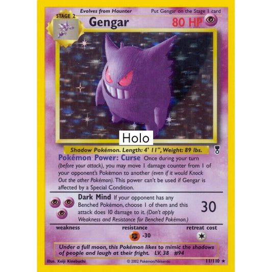 Gengar Rare Holo 11/110 Pokemon Card Game Legendary Collection