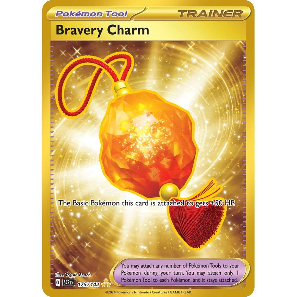Bravery Charm Hyper Rare 175/142 Pokemon Card Game Stellar Crown