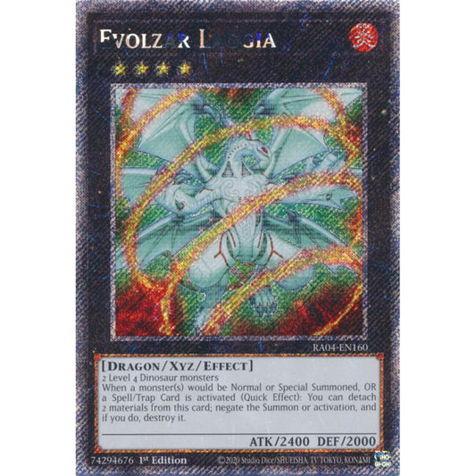 Evolzar Laggia RA04-EN160 Platinum Platinum Secret Rare Yu-Gi-Oh Quarter Century Stampede in Art