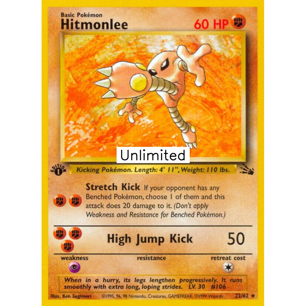 Hitmonlee Rare 22/62 Pokemon Card Game Fossil