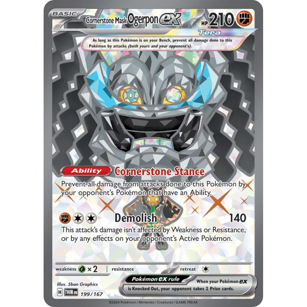 Cornerstone Mask Ogerpon ex Ultra Rare 199/167 Pokemon Card Game Twilight Masquerade