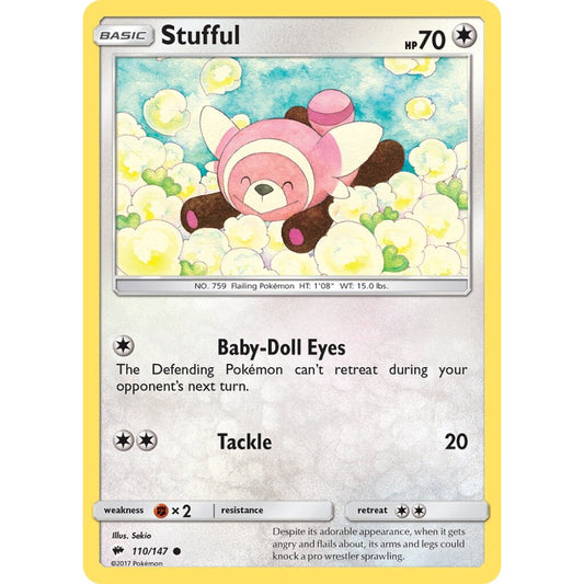 Stufful Common 110/147 Pokemon Card Game Burning Shadows
