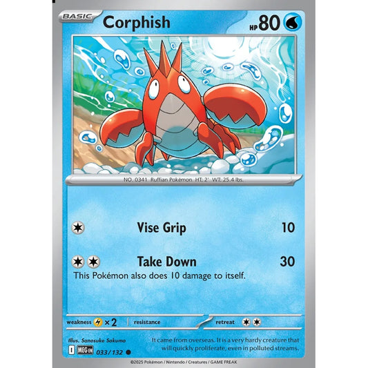 Corphish Common 033/132 Pokemon Card Game Mega Evolution