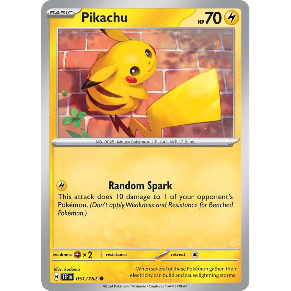 Pikachu Common 051/162 Pokemon Card Game Temporal Forces