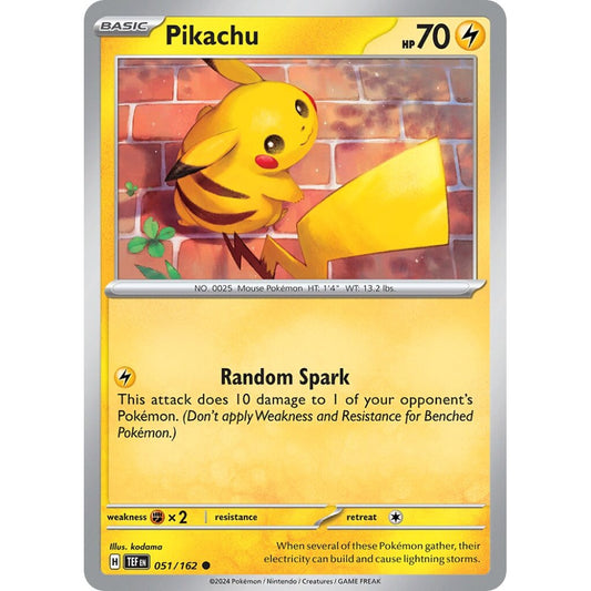 Pikachu Common 051/162 Pokemon Card Game Temporal Forces