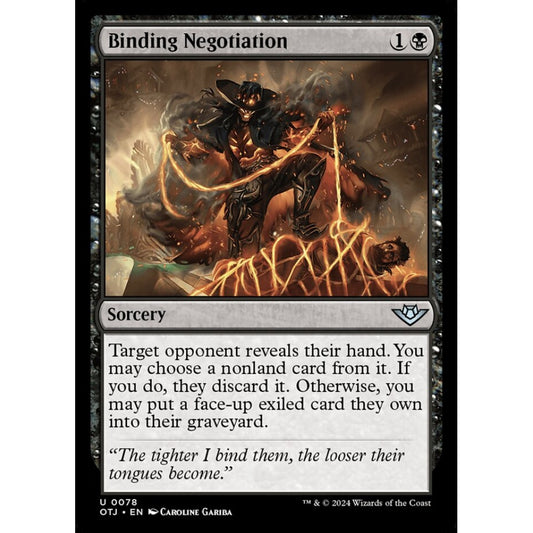 Binding Negotiation, 78, uncommon, Magic: The Gathering, Outlaws of Thunder Junction