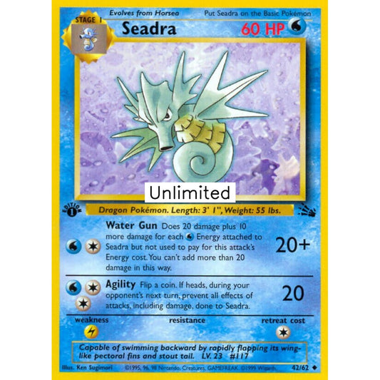 Seadra Uncommon 42/62 Pokemon Card Game Fossil
