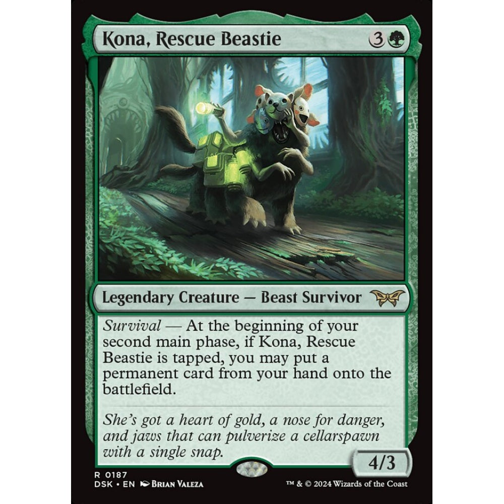 Kona, Rescue Beastie, 187, rare, Magic: The Gathering, Duskmourn: House of Horror