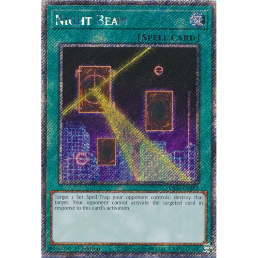 Night Beam RA04-EN182 Platinum Platinum Secret Rare Yu-Gi-Oh Quarter Century Stampede in Art
