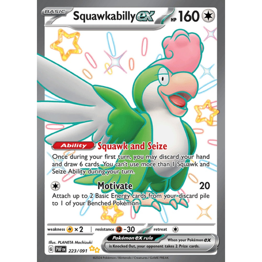 Squawkabilly ex Shiny Ultra Rare 223/091 Pokemon Card Game Paldean Fates