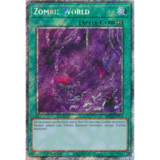 Zombie World RA03-EN205 Platinum Platinum Secret Rare Yu-Gi-Oh Quarter Century Bonanza in Art