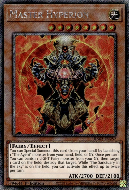 Master Hyperion RA03-EN252 Platinum Platinum Secret Rare Yu-Gi-Oh Quarter Century Bonanza in Art