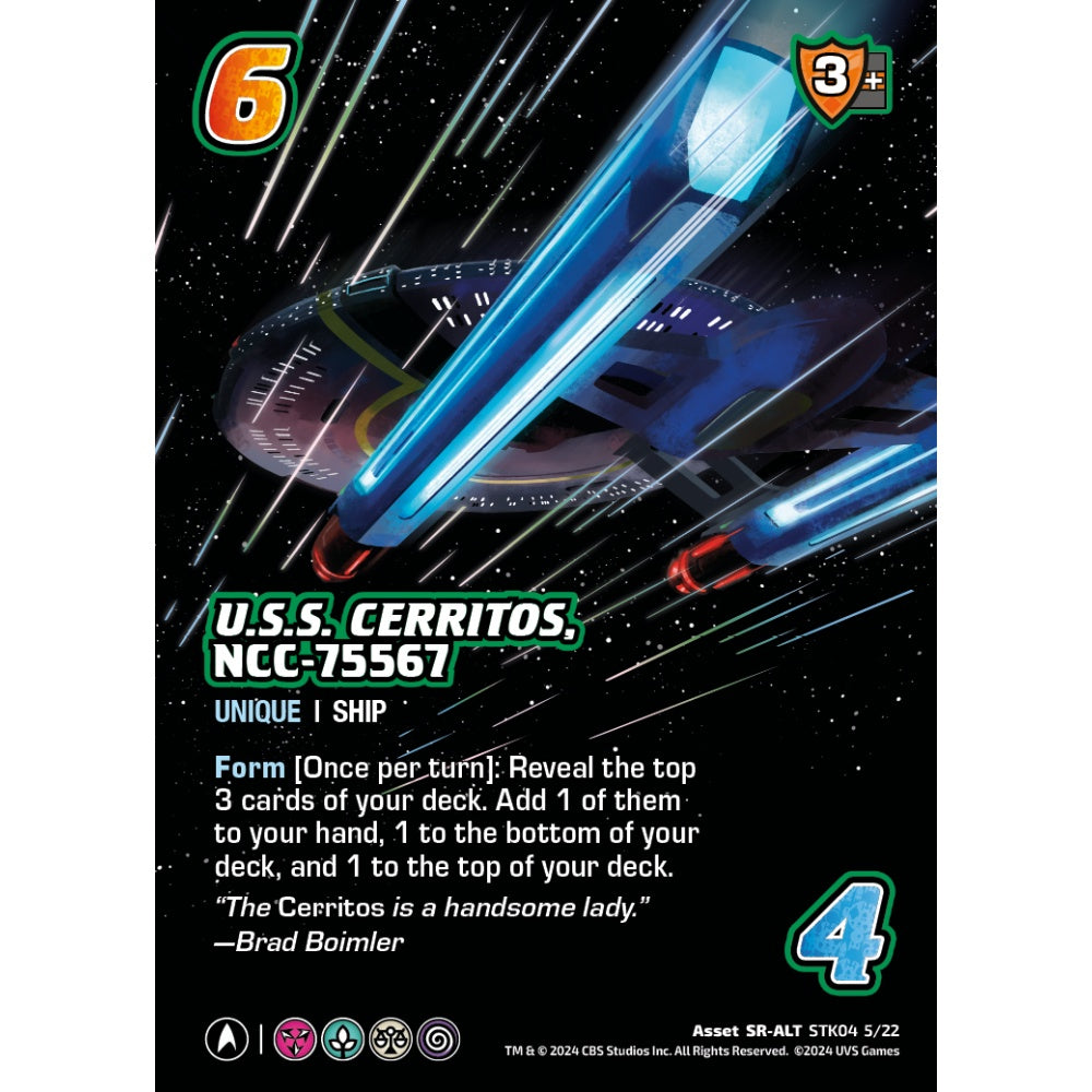 U.S.S. Cerritos, NCC-75567, 5/22, STK04, Universus, Star Trek Lower Decks Challenger Decks, Asset, SR-ALT