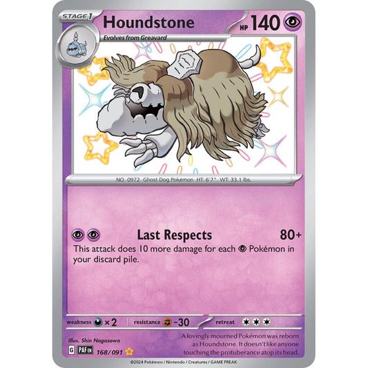 Houndstone Shiny Rare 168/091 Pokemon Card Game Paldean Fates