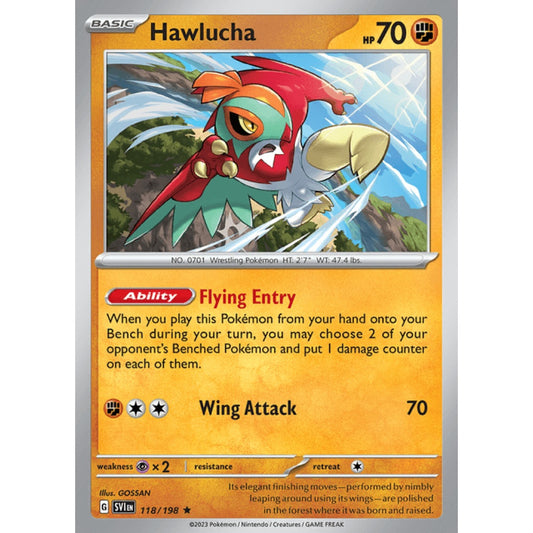Hawlucha Rare 118/198 Pokemon Card Game Scarlet & Violet