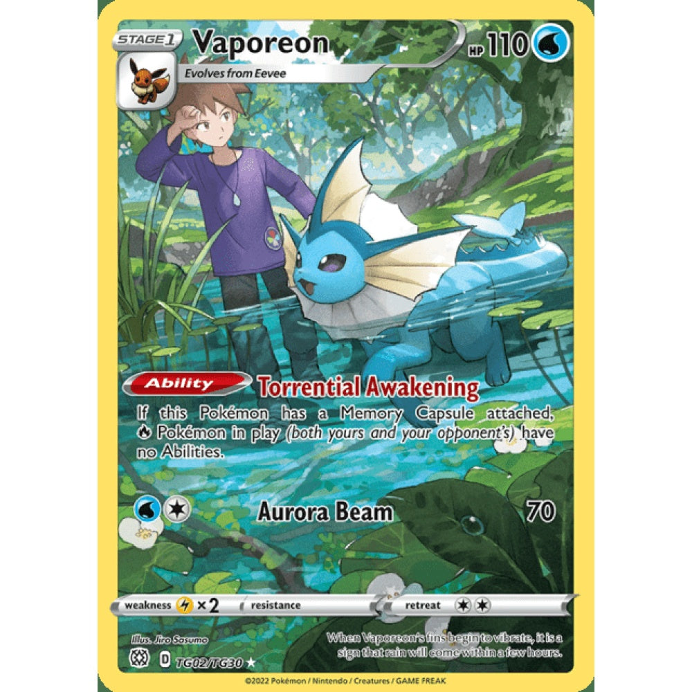 Vaporeon Illustration Rare TG2/TG30 Pokemon Card Game Brilliant Stars