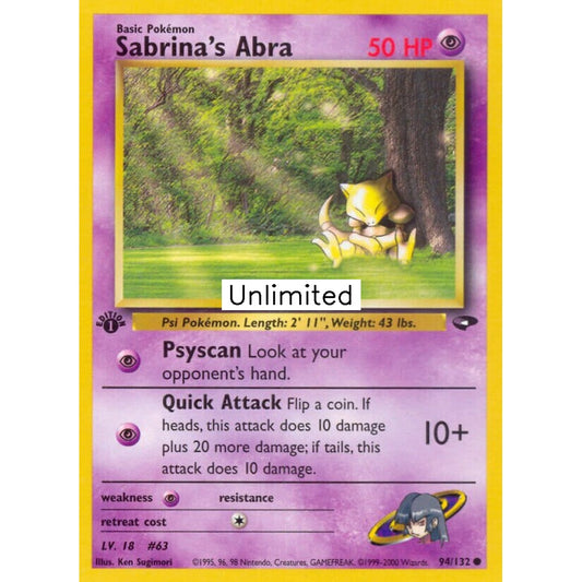 Sabrina's Abra Common 94/132 Pokemon Card Game Gym Challenge