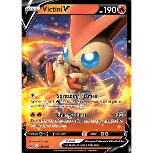 Victini V Double Rare 025/202 Pokemon Card Game Sword & Shield