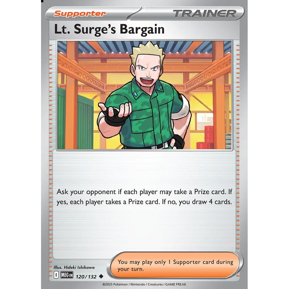 Lt. Surge's Bargain Uncommon 120/132 Pokemon Card Game Mega Evolution