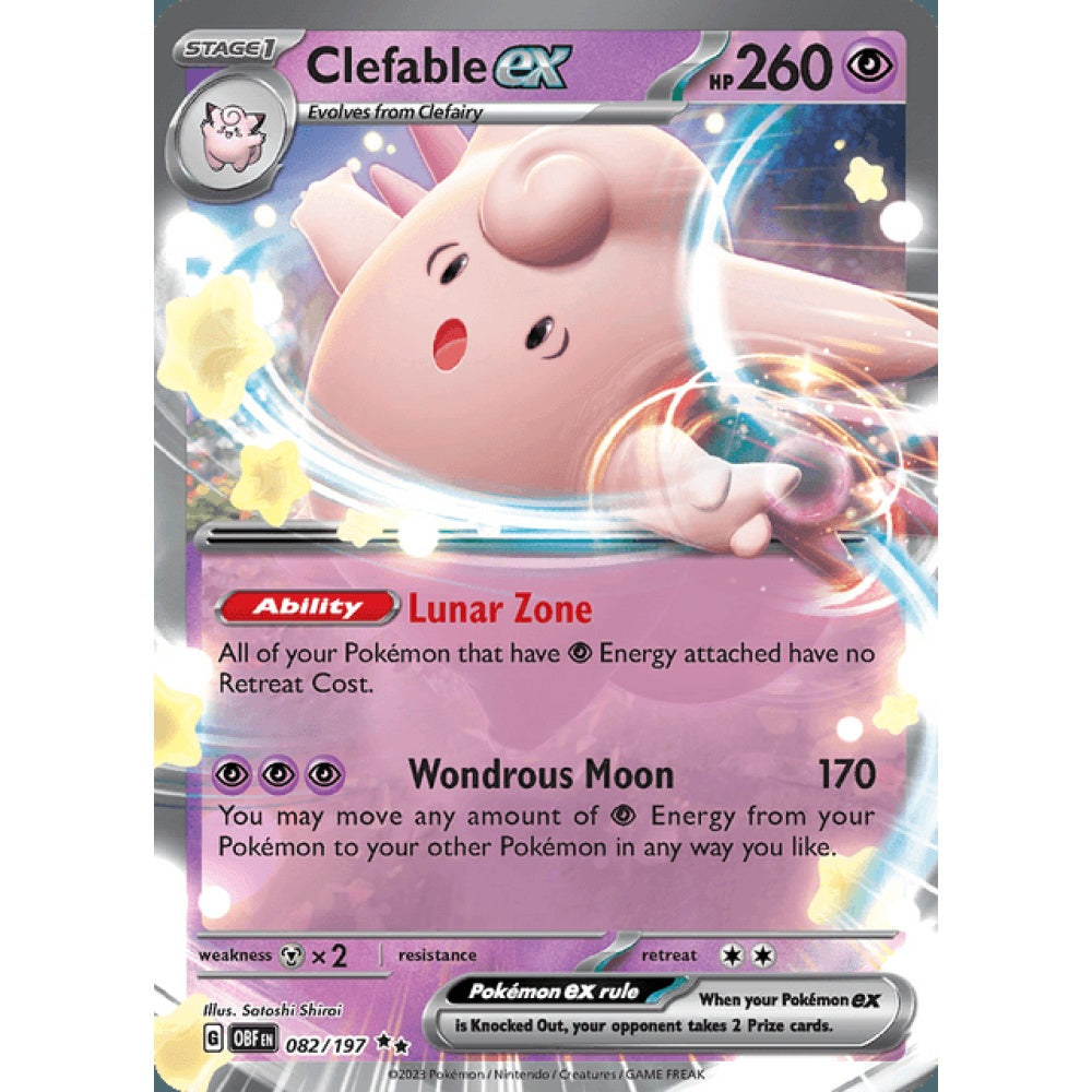 Clefable ex Double Rare 082/197 Pokemon Card Game Obsidian Flames