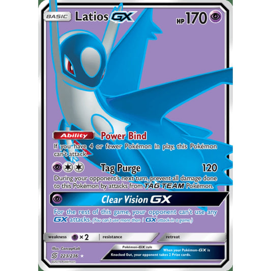 Latios-GX Full Art 223/236 Pokemon Card Game Unified Minds