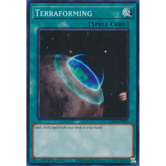 Terraforming RA04-EN084 Ultra Ultra Rare Yu-Gi-Oh Quarter Century Stampede in Art