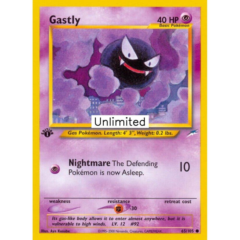 Gastly Common 65/105 Pokemon Card Game Neo Destiny
