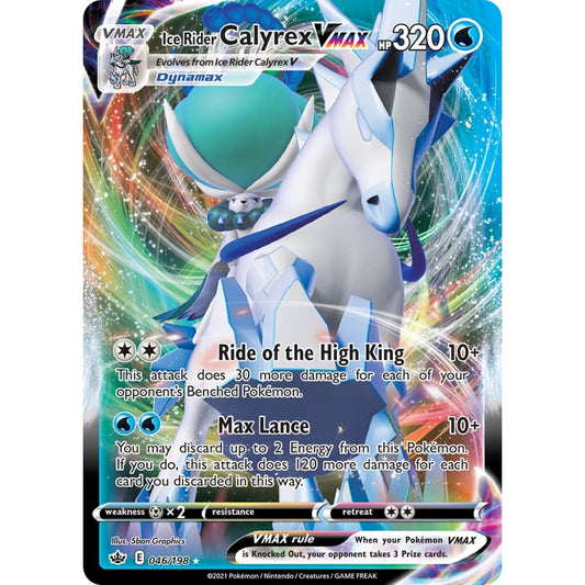 Ice Rider Calyrex VMAX Holo Rare VMAX 046/198 Pokemon Card Game Chilling Reign