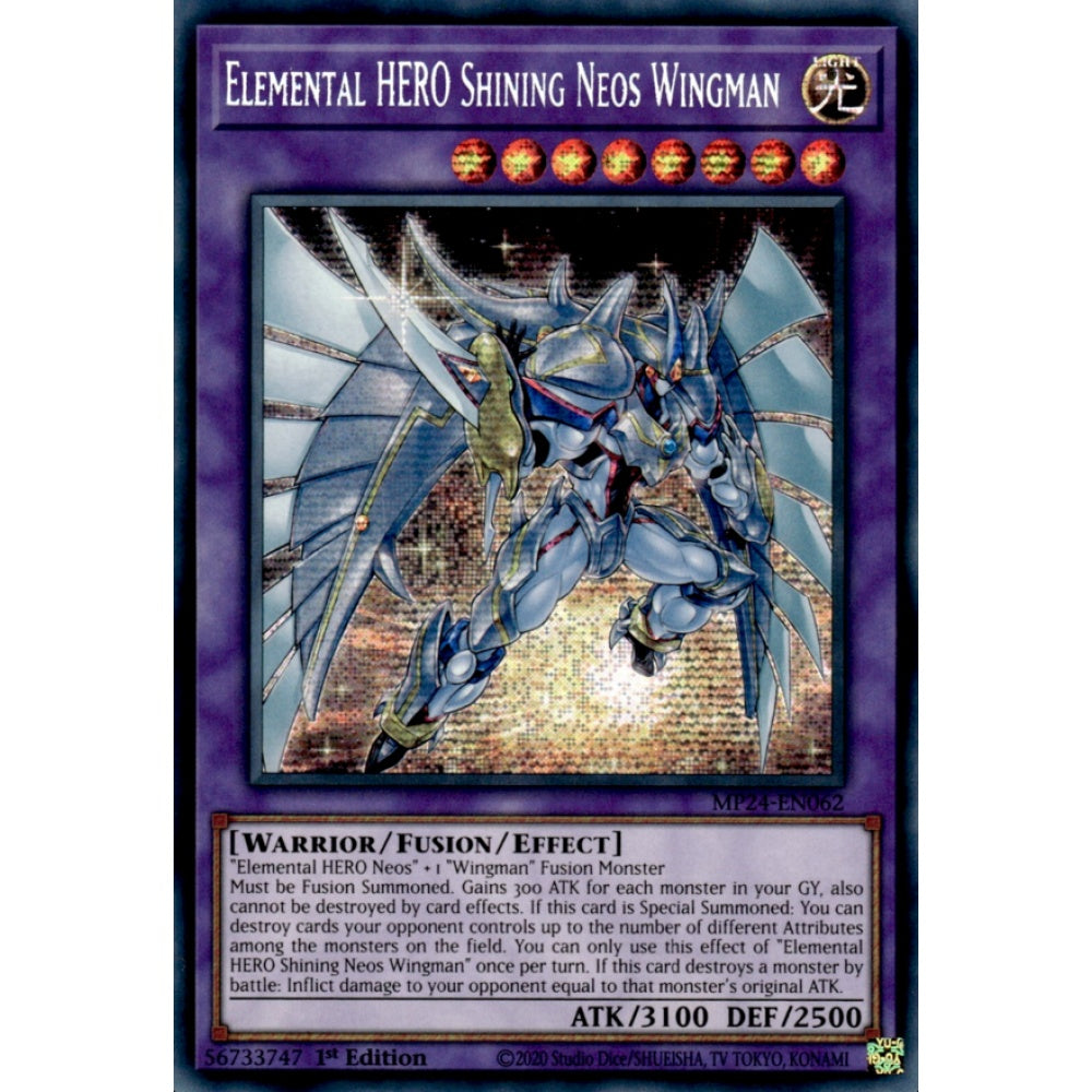 Elemental HERO Shining Neos Wingman, MP24-EN062, Prismatic Secret Rare, Yu-Gi-Oh!, 25th Anniversary Tin: Dueling Mirrors