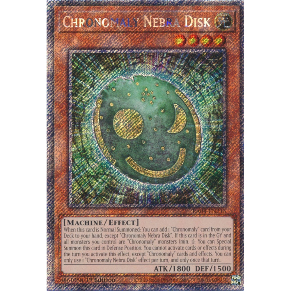 Chronomaly Nebra Disk RA04-EN213 Platinum Platinum Secret Rare Yu-Gi-Oh Quarter Century Stampede in Art