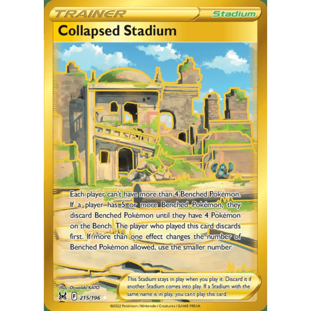 Collapsed Stadium Secret Rare 215/196 Pokemon Card Game Lost Origins