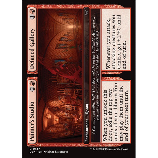 Painter's Studio // Defaced Gallery, 147, uncommon, Magic: The Gathering, Duskmourn: House of Horror