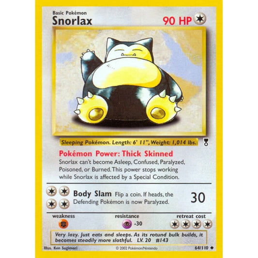 Snorlax Uncommon 64/110 Pokemon Card Game Legendary Collection