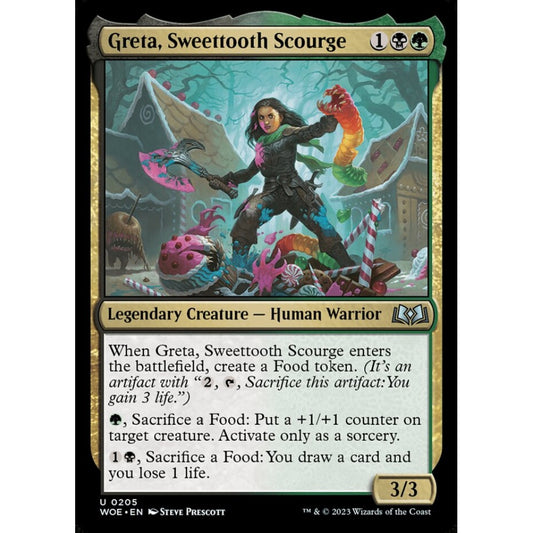 Greta, Sweettooth Scourge, uncommon, 205, Magic the Gathering, Wilds of Eldraine