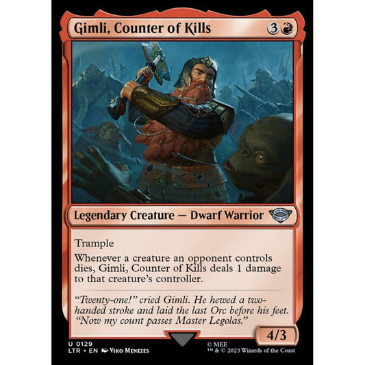 Gimli, Counter of Kills, uncommon, 129, Magic the Gathering, The Lord of the Rings: Tales of Middle-earth